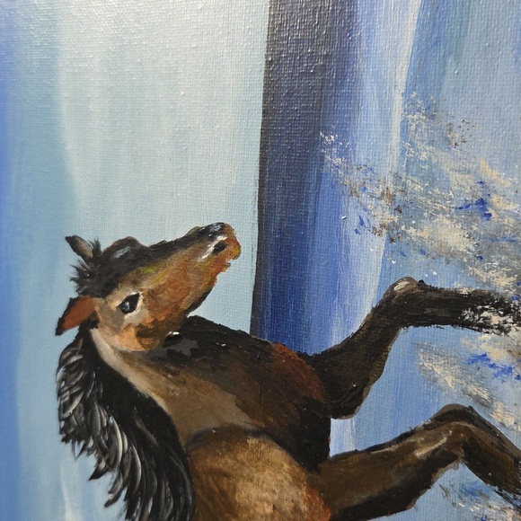 Original Acrylic Horse Painting – Galloping by the Ocean, Coastal Wall Art - Picture 5 of 6